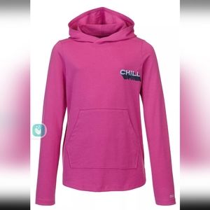 Pink long sleeve hooded shirt